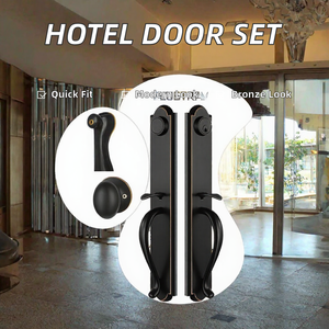 Poignée de porte double moderne Wintek pour hôtel, finition bronze vieilli, en aluminium, avec clé, poignées factices, garantie à vie, installation facile - Product Image 2