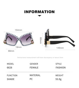 Luxury Diamond Glasses <b>Large</b> <b>Frame</b> Fashion Trend Sunglasses with Irregular Bow Pearl for April Fool's Day Wholesale - Product Image 3