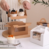 Boîte d'emballage portable transparente et épaissie pour cupcakes, avec estampage, pour aliments, 1/2/4/6 pièces, desserts, pâtisseries, tartes, muffins