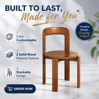 Chaise de salle à manger en bois massif, dossier incurvé moderne, empilable, ergonomique, pour la maison et les restaurants