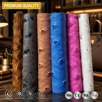 Kain Kulit Imitasi Burung Unta Premium PU Embossed Roll Tahan Air Anti Jamur Dekoratif untuk Tas Kerja Wanita, Tas Tangan, Dompet, dan Sabuk