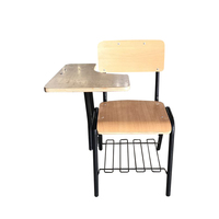 Chaise de formation moderne avec tablette d'écriture, mobilier scolaire en bois pour salle de classe, bureau à domicile et utilisation en extérieur