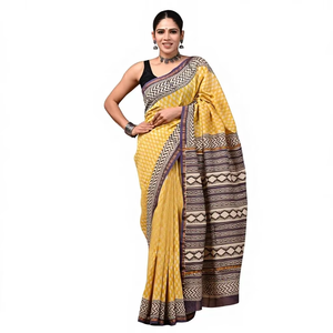 Sari en soie Chanderi de luxe, élégant, traditionnel, look royal, pour festivals, mariages, fêtes, vente en gros et exportation. - Product Image 1