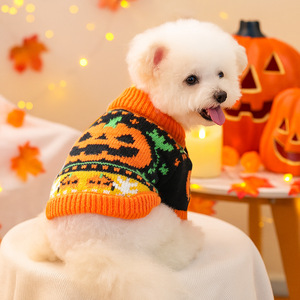 Manteau pour animaux de compagnie automne-hiver 2025 pour chiens et chats, pull déguisement citrouille d'Halloween, motif imprimé <span class=keywords><strong>bambou</strong></span> pour accessoires de Noël - Product Image 1