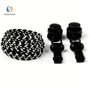 Lacci piatti in poliestere senza nodo con fermacorda in plastica, elastici e senza allacciatura per sneakers - Product Image 1