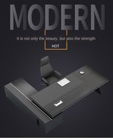Mobilier de Bureau de Direction Moderne et Luxueux, Bureau d'Ordinateur en L pour Directeurs, PDG et Patrons avec Fonctionnalités Extensibles