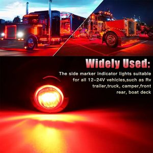 New 12V/24V 3SMD 3/4\" Round LED Side Marker <strong>Lights</strong> for Car Van Bus Truck and Trailer Clearance DRL Parts - Product Image 5