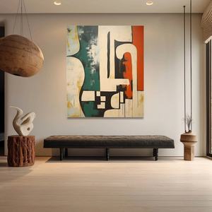 Toile d'art abstraite de luxe grand format, nature morte, vert beige, Wabi-Sabi, faite à la main, acrylique, décoration intérieure - Product Image 4