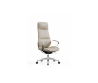 Chaise de bureau ergonomique à dossier haut avec revêtement en cuir PU et base pivotante en aluminium pour espace de travail commercial