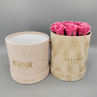 Boîtes cadeaux rondes en carton recyclé personnalisées, estampage à chaud en or, emballage OEM pour la Saint-Valentin, accessoires avec ruban et poignée