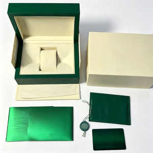 Cajas de Presentación de Relojes de Lujo con Logotipo Personalizado, Caja de Reloj de Cuero Sintético Verde de Marca - Product Image 4