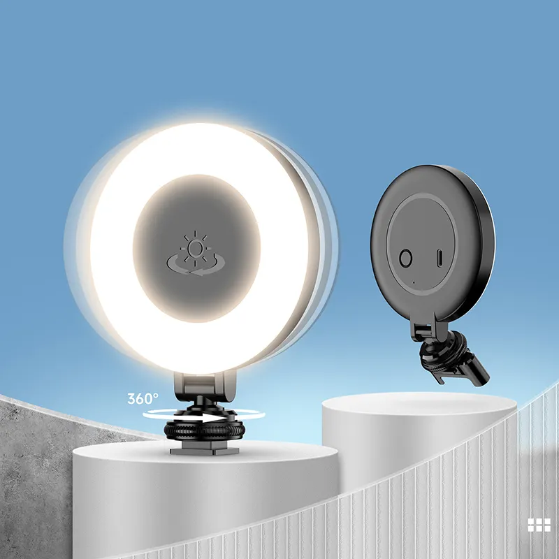Mini anillo de luz de fotografía de bolsillo para grabación de video selfie stick Cámara multipuerto Luz de relleno ampliamente compatible