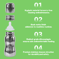 Pailles de qualité alimentaire, sans BPA, pour biberons de 240 ml (8 oz) pour bébés et nourrissons, en acier inoxydable 304/316