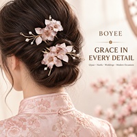 Broche épingle à cheveux personnalisée ODM en filigrane fait main, motif fleur de mer, en velours de soie, pour Qipao, cadeau de mariage, inspirée du patrimoine culturel immatériel