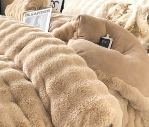 Couette en polaire de nombreuses couleurs - Super douce <span class=keywords><strong>et</strong></span> chaude, couette moelleuse de couleur crème, couverture de lit moelleuse <span class=keywords><strong>et</strong></span> lourde pour l'hiver - Product Image 4