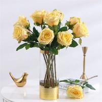 Haute qualité unique artificielle vraie touche Roses Latex Faux blanc rose jaune Rose fleur pour la décoration de fête de mariage