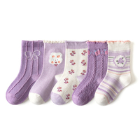 Mejor venta 1-12Y encantador niñas de dibujos animados de otoño calcetines 5 par/lote bebé niñas de la Escuela de calcetines para niñas