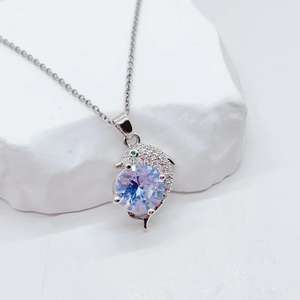 Haute qualité Mode En Acier Inoxydable Nouvelle Conception Zircon Dauphin Lumière Collier De Luxe pour les Femmes - Product Image 4