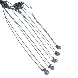 Colgante y Amuleto de Perla de Agua Dulce y Agua Salada de Madera Paralela de Plata Pura de Zhuji, 7.5-8 mm, Redonda, Casi Impecable, Cara Cuadrada - Product Image 5