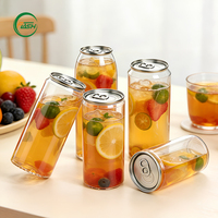 Bouteille de boisson en plastique transparente de qualité alimentaire PET avec couvercle facile à ouvrir en aluminium pour soda, 400 ml, 450 ml, 650 ml