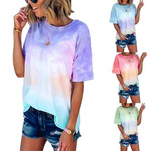 High Quality Plus Size Tie Dyeing T Shirt New Design Custom Printed t Shirts Screen Printing Butterfly Womens Graphic t Shirts - Product Image 3