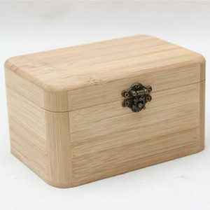 Caja de Almacenamiento de Bambú Rectangular con Cerradura, Caja para Té, Embalaje para el Hogar, Color Sólido - Product Image 1