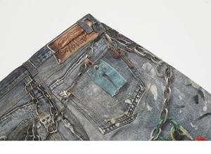 High Street's Distinctive Loose Straight <span class=keywords><strong>Jeans</strong></span> para hombres Vintage Real Shot Cutting Impresión digital Dark Denim Spring <span class=keywords><strong>Jeans</strong></span> Pantalones - Product Image 5