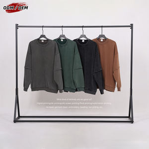 Sweat-shirt vintage délavé patchwork, effet faux deux pièces, col rond, en polaire, streetwear pour homme - Product Image 2