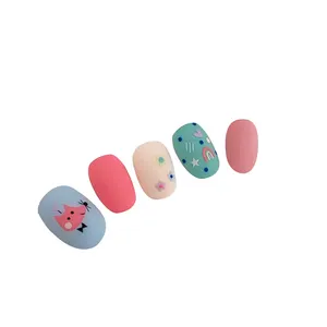 Милые накладные ногти с маленькой принцессой индивидуальная упаковка накладные ногти с индивидуальным логотипом для детей накладные ногти