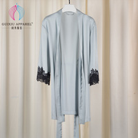 Robes courtes en Satin de soie pour femmes, dentelle pour dormir, longueur mollet, pantalon avec cordon imprimé, vente en gros,