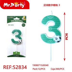 Candela Decorativa Numero 3 per Torta a Tema Calcio dal Messico Modello Mr-52834 per Decorazione Torte Sportive - Product Image 1