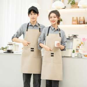 Tablier imperméable réglable réutilisable en coton pour femmes, avec logo personnalisé Tablier de cuisine de chef pâtissier avec deux poches - Product Image 3