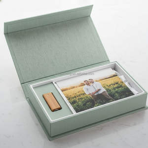 Boîte-cadeau USB <span class=keywords><strong>de</strong></span> mariage en lin <span class=keywords><strong>de</strong></span> luxe personnalisée Couverture en lin Album <span class=keywords><strong>photo</strong></span> Photos et stockage USB pour photographie - Product Image 2