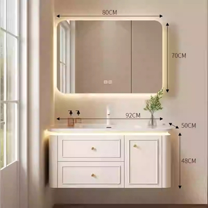 2026 New Smart Cream Style Bathroom Cabinet Integrated Ceramic Hand Wash Basin Cabinet Washing <b>Table</b> - Product Image 1