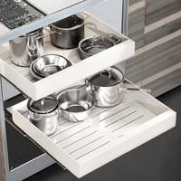 Meilleur prix Support de rangement en métal en acier au carbone robuste Organisateur d'armoire à tirer Tiroir coulissant pliant Étagère à couverts Étagère à bol Épices