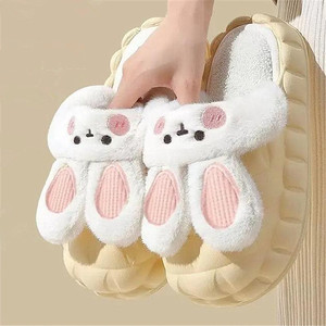 Coton pantoufles mignon mode fourrure pantoufles fond épais pantoufles <span class=keywords><strong>anti</strong></span>-dérapant lapin nouveau gros peluche animal <span class=keywords><strong>pour</strong></span> les femmes éponge - Product Image 3