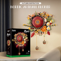 JAKI buket bunga berwarna-warni Model Gerbera kompatibel dengan 10314 bunga kering dekorasi dinding hadiah Natal anak-anak blok bangunan