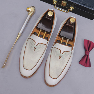 Men's genuine leather casual white formal loafers with minimalist design, pointed toe, top-grain cowhide men's <b>style</b> <b>shoes</b> - Product Image 4