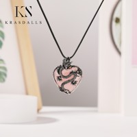 Nouveau multicolore Antique argent sculpté Dragon pendentif coeur oeil de tigre pierre précieuse coeur pierre de naissance collier à breloques pour hommes et femmes