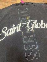 Hoogwaardige acid wash T-shirts Herenmode Hot Drilling Hole Design Korte mouwen Shirt Groothandel Saint T-shirts voor heren