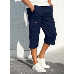 Pantalones Cortos Cargo Casuales de Algodón para Hombre FOXA, con Cordón Ajustable, por Debajo de la Rodilla, 13 Pulgadas, con 6 Bolsillos, Transpirables y Elásticos - Product Image 4