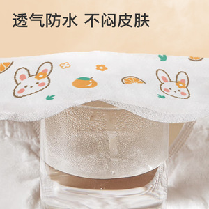 Baby Bibs Apple Shaped With Rabbit Orange Pattern 0-12 Months Waterproof Drool Scarf For Newborns - Product Image 4