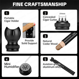 กล่องใส่ซิการ์พกพา CIGARLOONG 3 in 1 ทำจากอะลูมิเนียม พร้อมที่เจาะ ที่เก็บ และกล่องควบคุมความชื้น ป้องกันกลิ่น สำหรับผู้ชาย เหมาะสำหรับเป็นของขวัญ - Product Image 2
