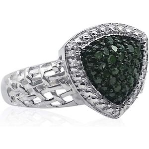 Shield Shape Natural Green Diamond Halo <b>Ring</b> 925 Sterling <b>Silver</b> Pave Setting Women's Wedding Fashion <b>Rings</b> - Product Image 3
