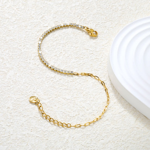 Pulsera de Cadena con Circonitas de Colores, Acero Inoxidable, Estilo Simple y Versátil, Joyería para Uso Diario de Mujer - Product Image 3