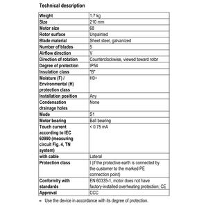 Ventilateurs axiaux électriques ebmpapst A2D210-AA02-10 210 mm 60 W 400 V AC, ventilateurs de climatisation, ventilateurs de refroidissement axiaux - Product Image 4