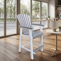 Tabouret de bar Adirondack en HDPE de qualité commerciale, résistant aux intempéries, chaise d'extérieur à dossier haut, design moderne, pour salle à manger et jardin