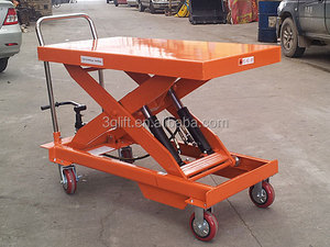 Gunting hidrolik Manual 150KG portabel, Platform angkat datar troli Mini kereta tangan troli baja baru - Product Image 4