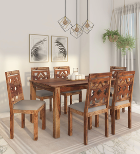 Juego de Comedor de Madera de Sheesham de Primera Calidad con 6 Sillas y Mesa de Centro, Muebles de Comedor de Madera Maciza para Hogar, Hotel, Restaurante - Product Image 2