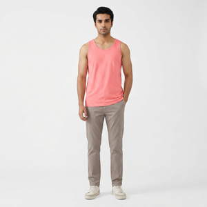 Camiseta sin Mangas de Estilo Vintage para Hombre, Cuello en U, para Fitness y Deportes, Tejido de Punto de 300 g/m², Diseño Liso - Product Image 1